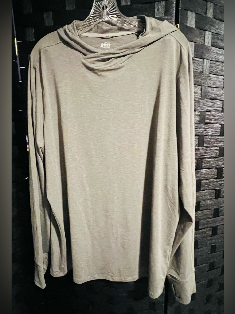REI Men’s Hooded Long-Sleeve Shirt — Olive Taupe